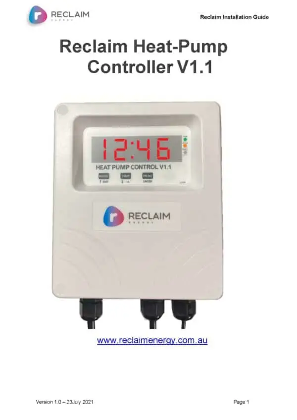 Reclaim Energy Controller manual V1.1