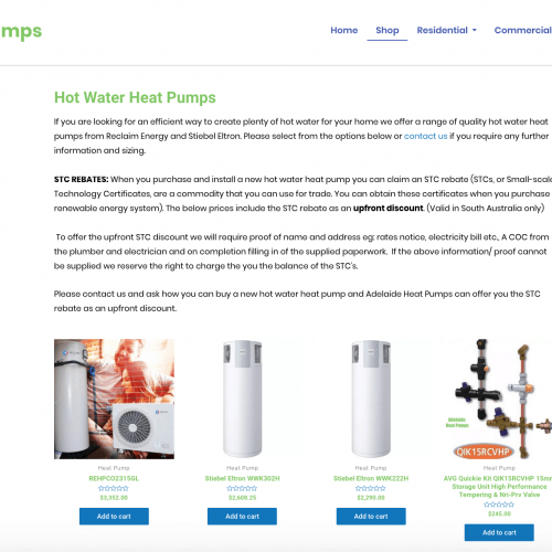 Buying hot water heat pumps in Adelaide in our online store